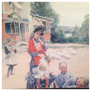 A photo copy of a painting by Carl Larsson