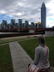 Looking over the Thames at Millbank. View from Tate Gallery London