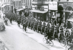 German soldiers marching in Central Copenhagen