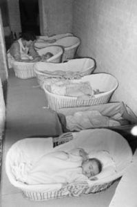 Evacuated babies in a nursery in England in 1941