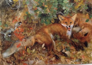 a painting by Swedish Bruno Liljefors