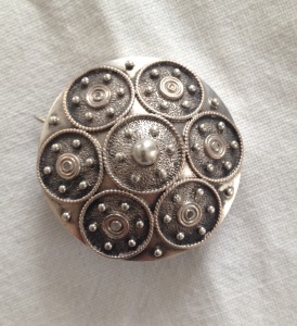 grandmother's Brooch from the 1800s resembling a Viking shield