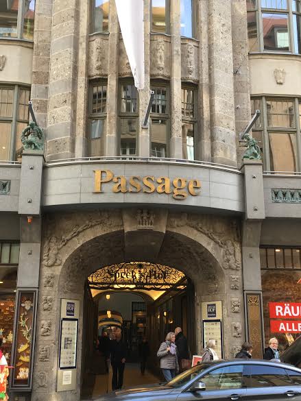 Leipzig arch and shops