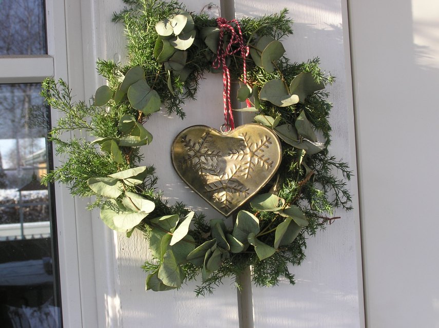 A home made wreath on my door