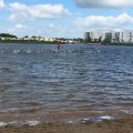 The elite group is in the water at Fulgsang lake at the Challenge Herning Triathlon&nbsp;2017