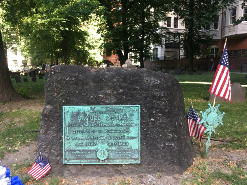 The grave of Founding father Samuel Adams(1722-1803) at Granary Burying Ground near Boston Common