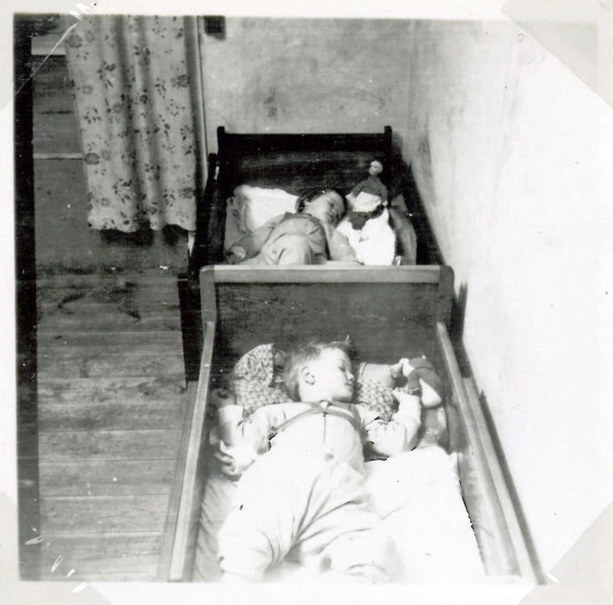 Our last day in the flat. A staged picture before moving 1954