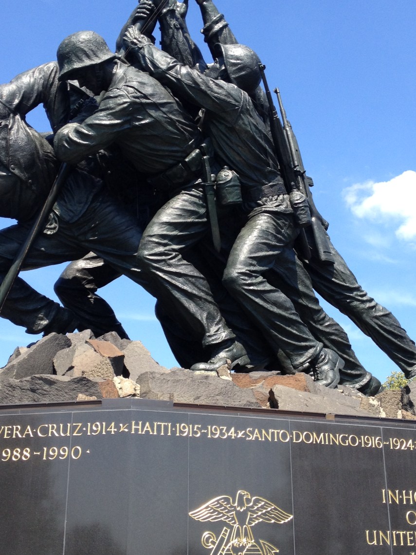 Iwo Jima Statue. The US flag is raised on the tiny Pacific island