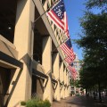 Washington FBI Building displaying all US Flags. The Penn Quarter, Pennsylvania&nbsp;Avenue