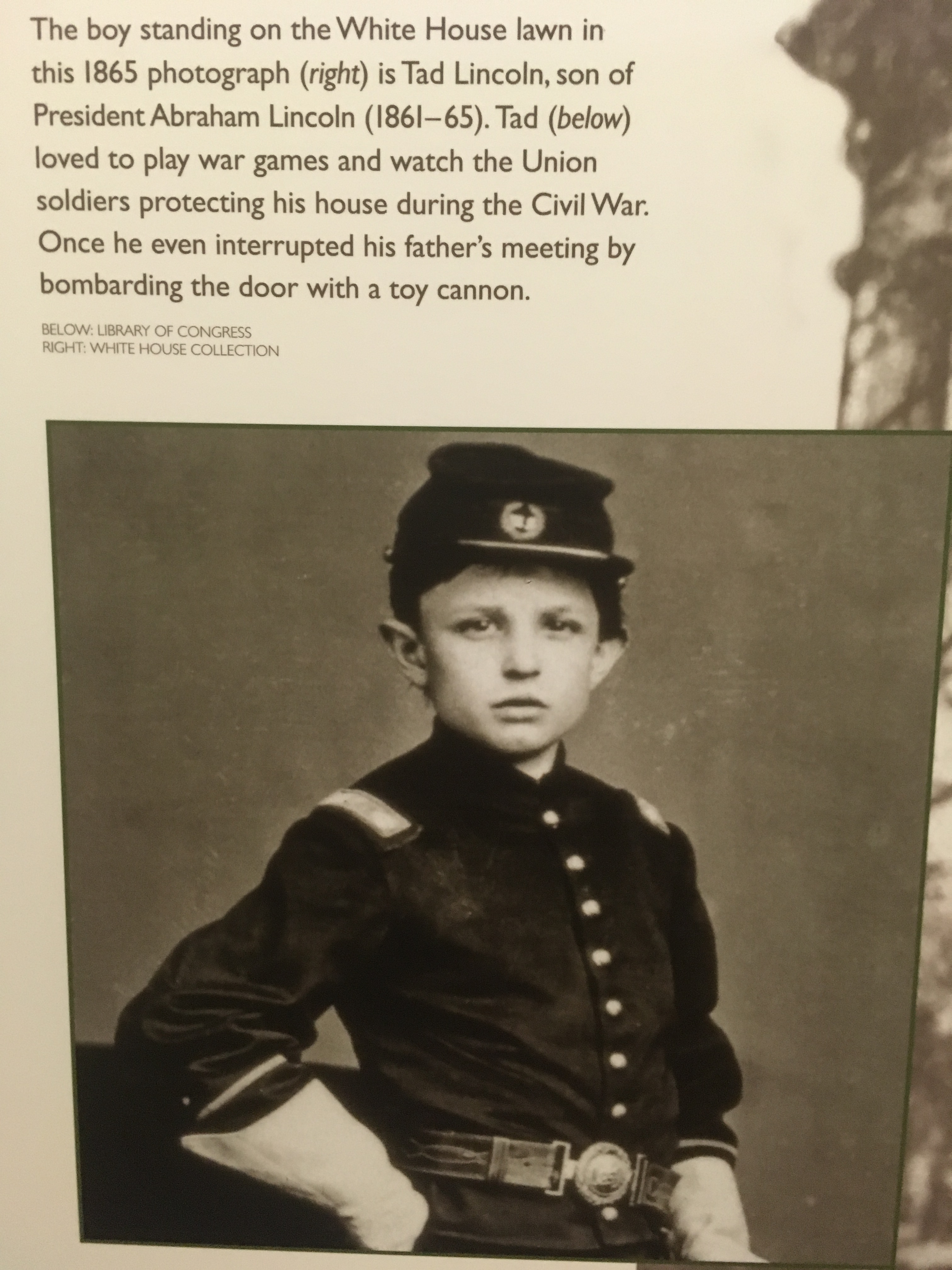 Tad Lincoln 1865. Picture from the White House Visitor Center