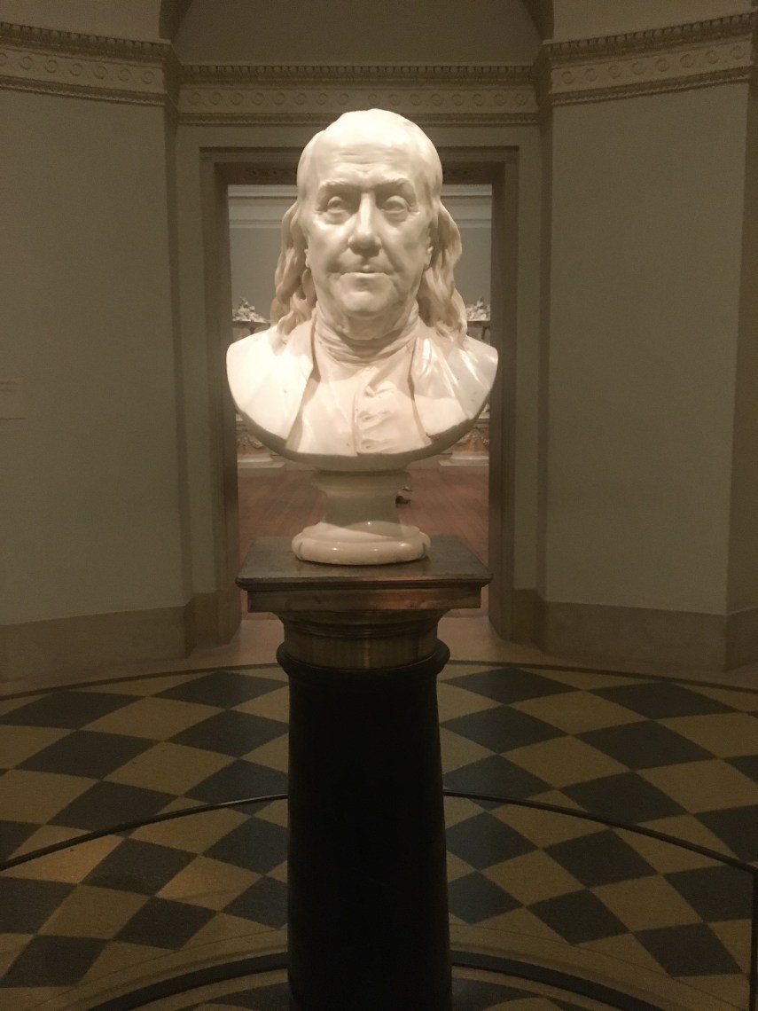 Marble bust of Benjamin Franklin in Philadelphia Museum of Art