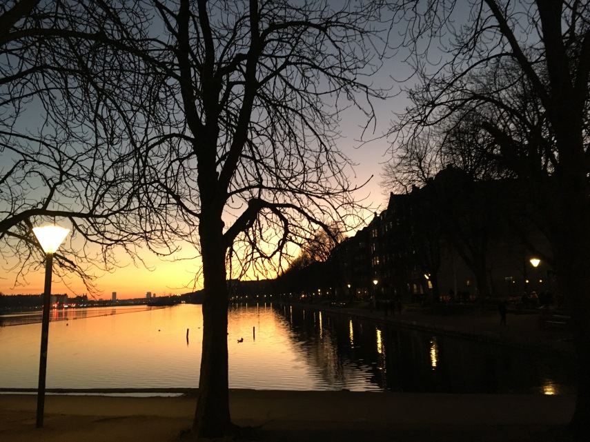 Evening at the popular Copenhagen Lakes in Central Copenhagen