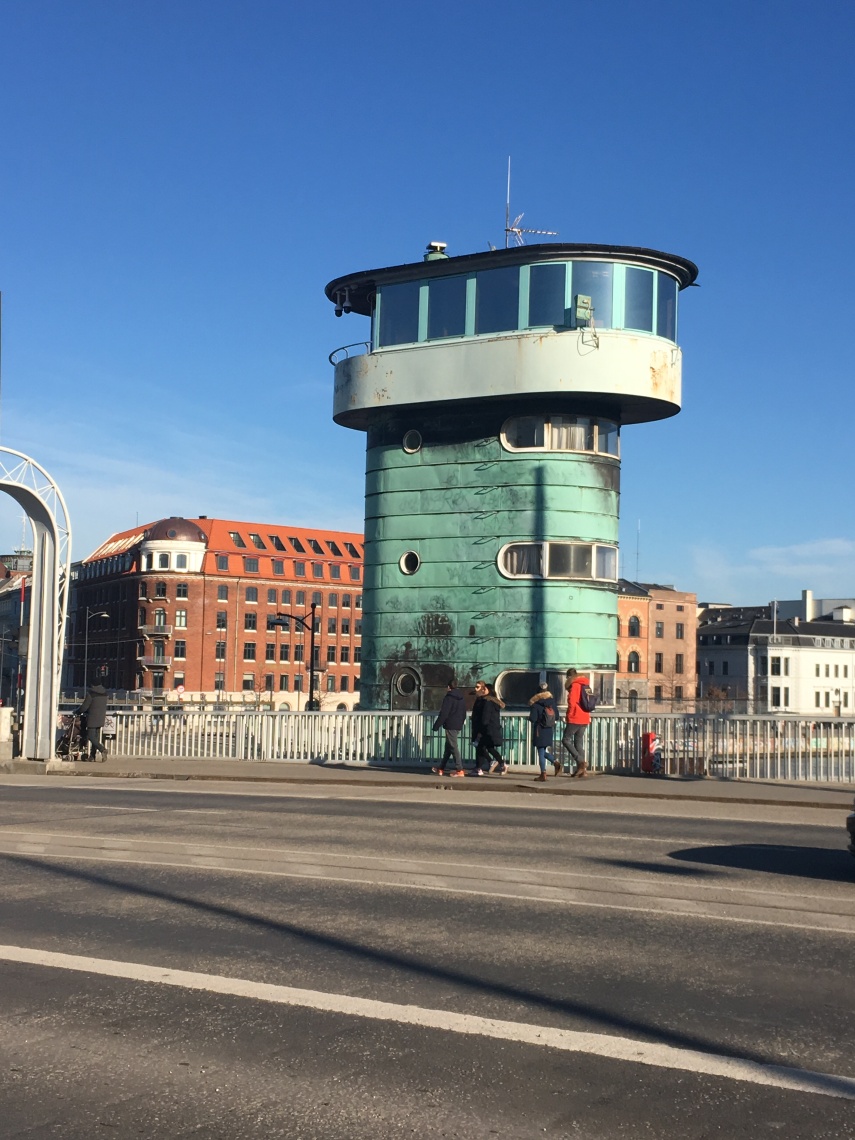 Iconic watchtower on a bridge in Copenhagen