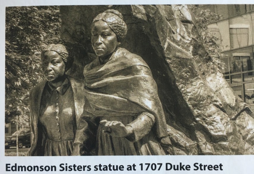 The Edmonson Sisters Statue from a brochure on African American History in Alexandria
