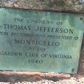 a copper plaque on the restored Monticello garden from&nbsp;1940