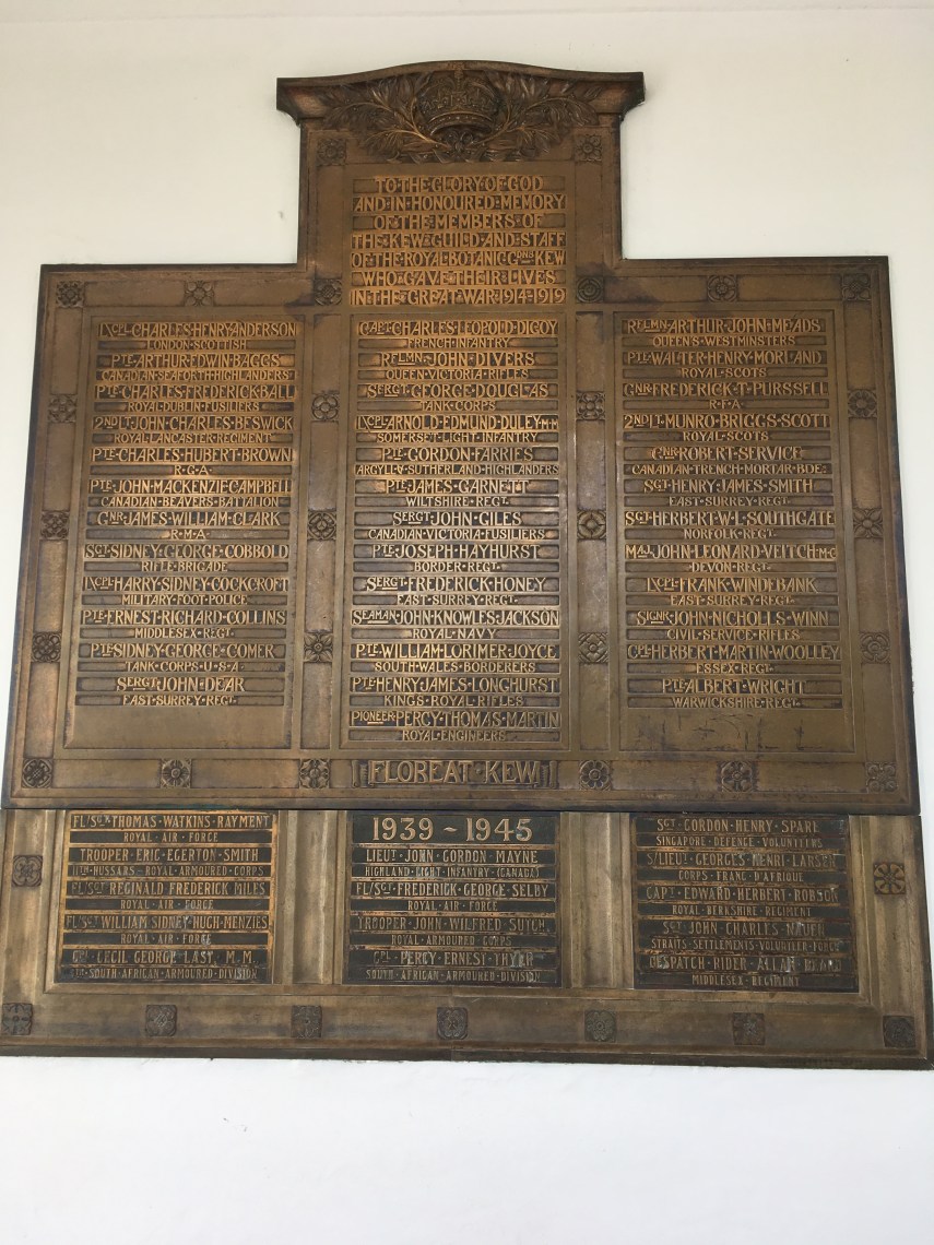 Kew's war memorial plaque