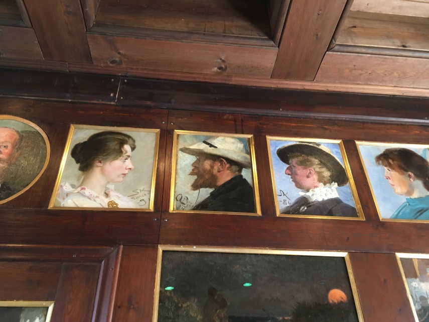 The wooden panels at the former dining room at Broendum's Hotel at Skagen Museum