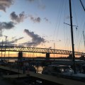 Evening view over the old Lillebaelt Bridge at&nbsp;Middelfart