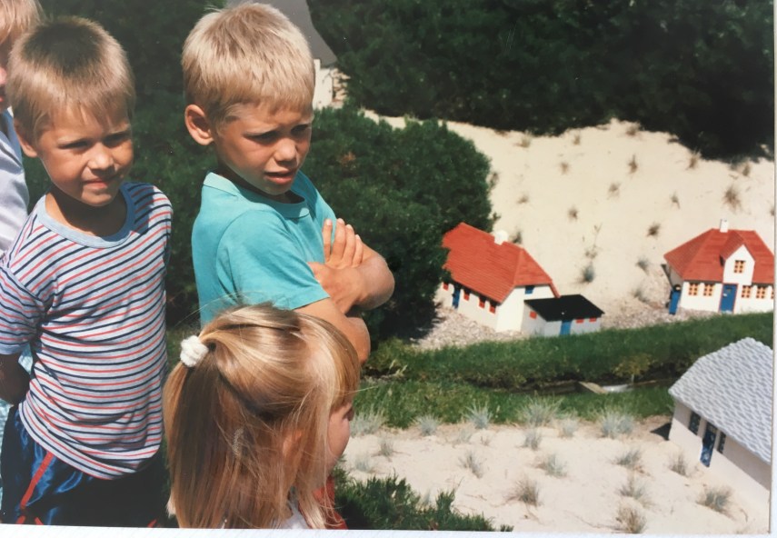 My children looking at Skagen in Legoland 1988