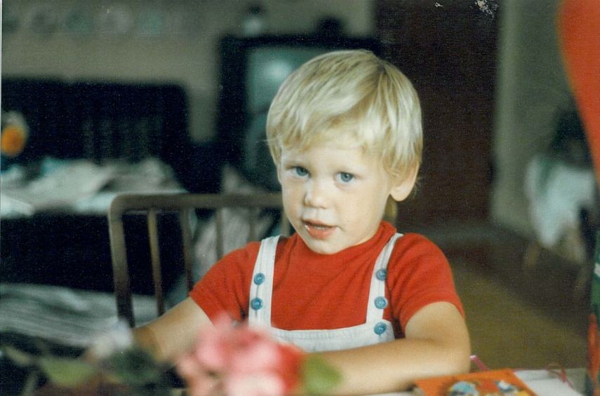 My oldest son at a birthday celebration for his younger brother in 1983
