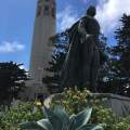 A statue of Christopher Columbus at the feet of the Coit&nbsp;Tower