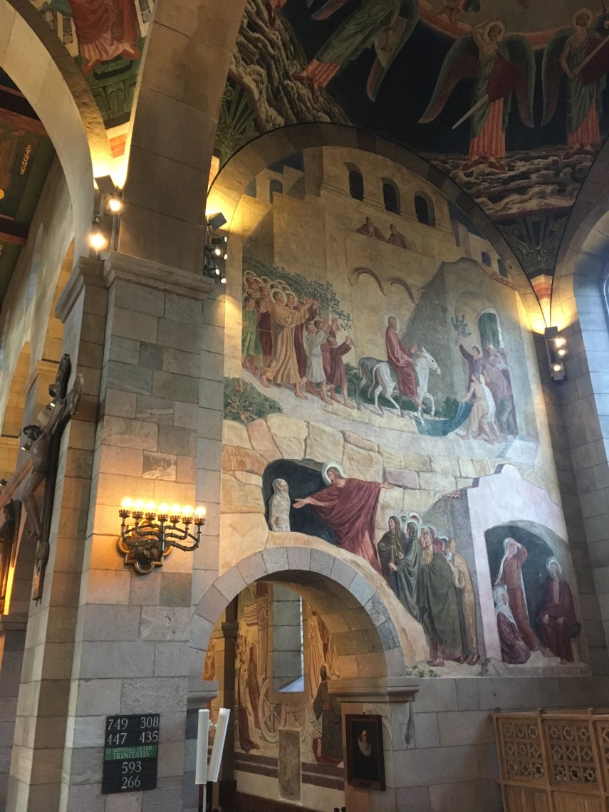 A view into Viborg Cathedral with Joakim Skovgaard frescos and paintings