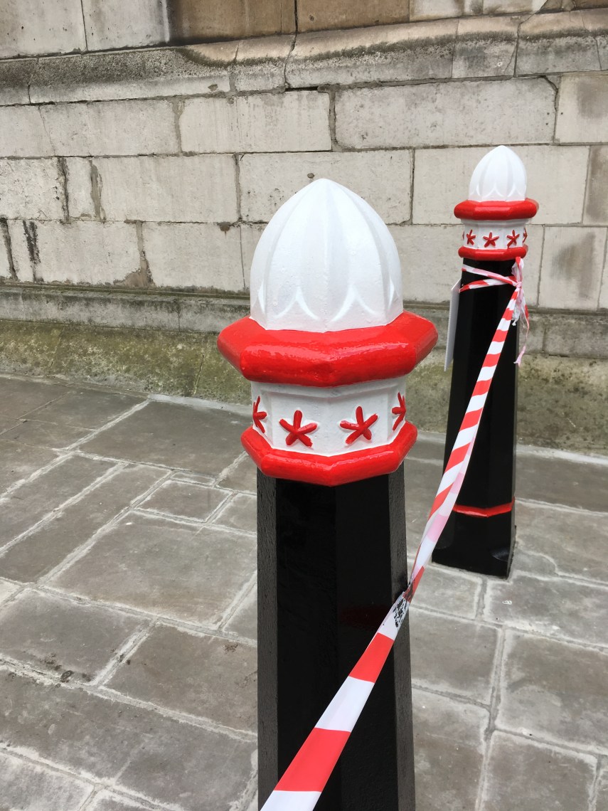 Newly painted City of London border posts