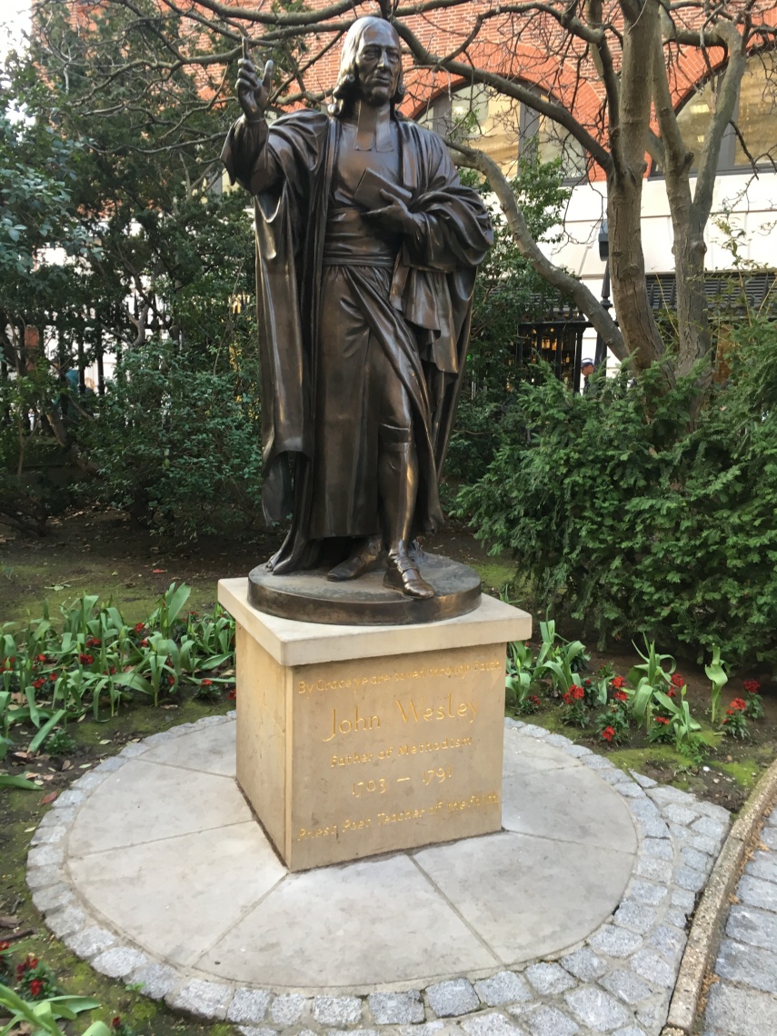 Statue of John Wesley in the churchyard of St. Paul's Cathedral