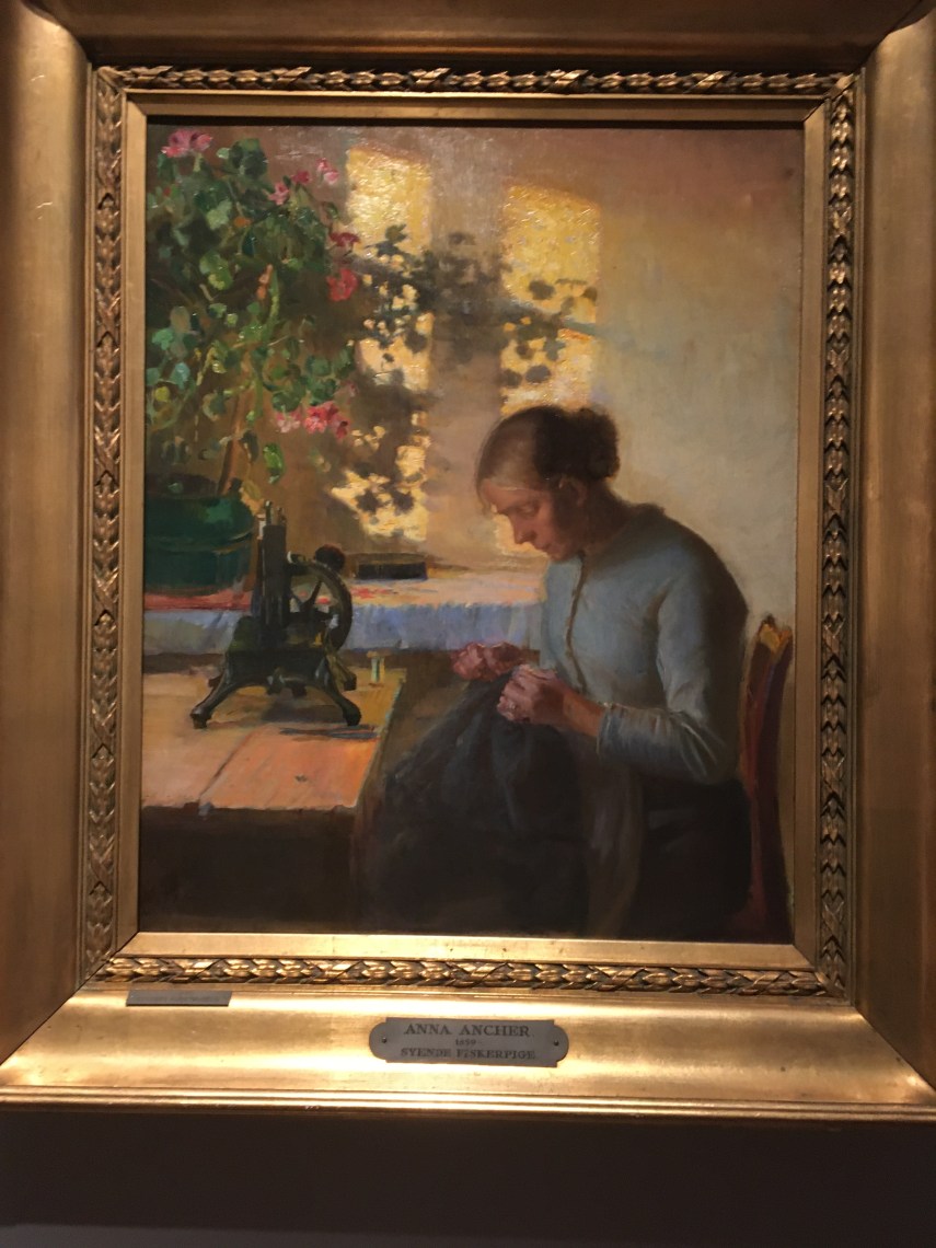 Sewing fisher maid 1899 by Anna Ancher (1859-1935)