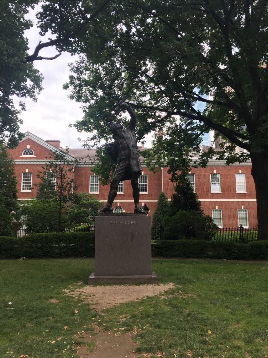 "The Signer" at the American Philosophical Society close to Independence Hall