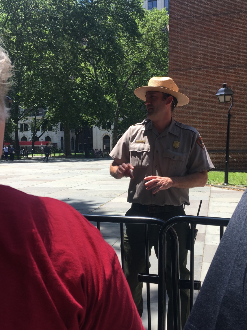 A Park Ranger instructs us about the historical site