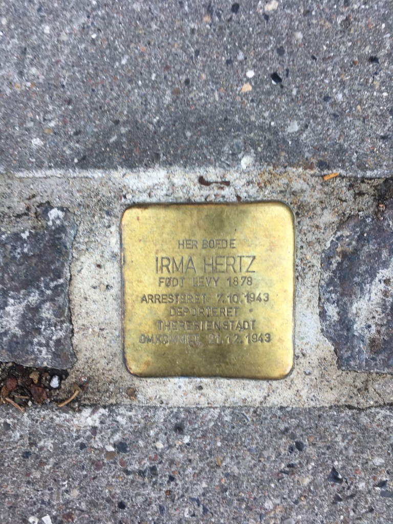 Stumblestone for Irma Hertz born 1878. arrested in October 1943. Deported to Theresienstadt and died there in November 1943