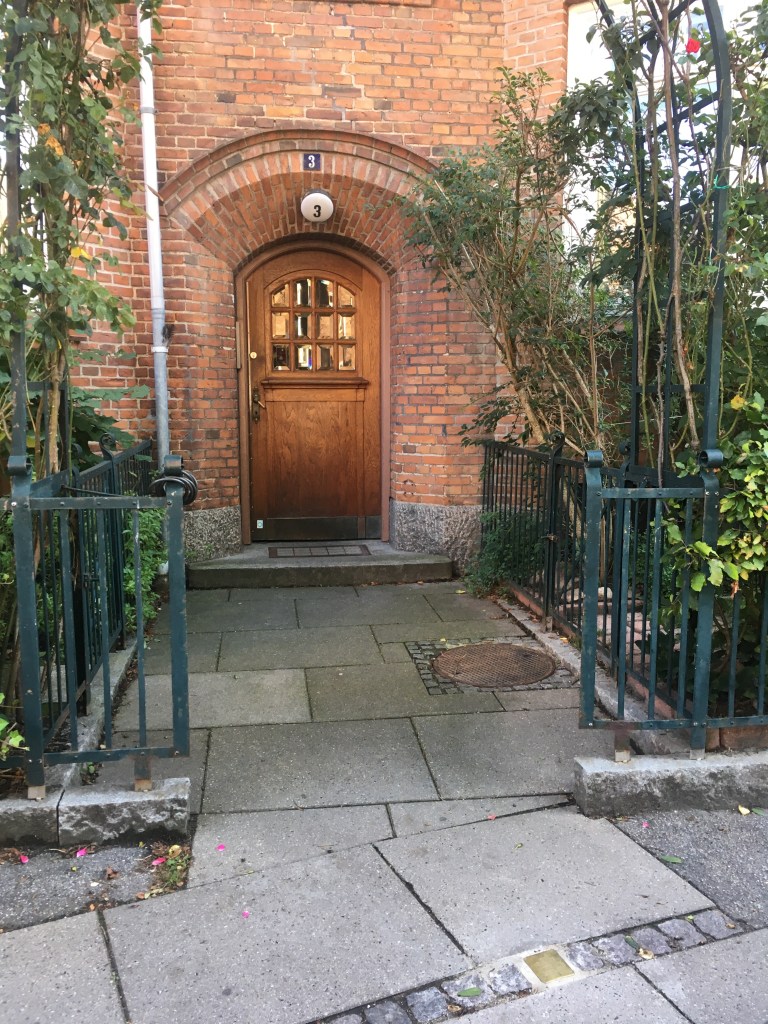 The entrance and Stumblestone for Irma Hertz born 1878. arrested in October 1943. Deported to Theresienstadt and died there in November 1943